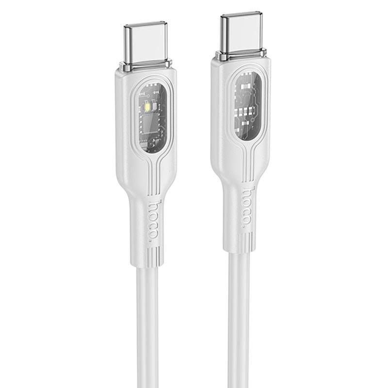 Дата кабель Hoco U120 Transparent explore intelligent power-off PD 60W Type-C to Type-C (1.2m)