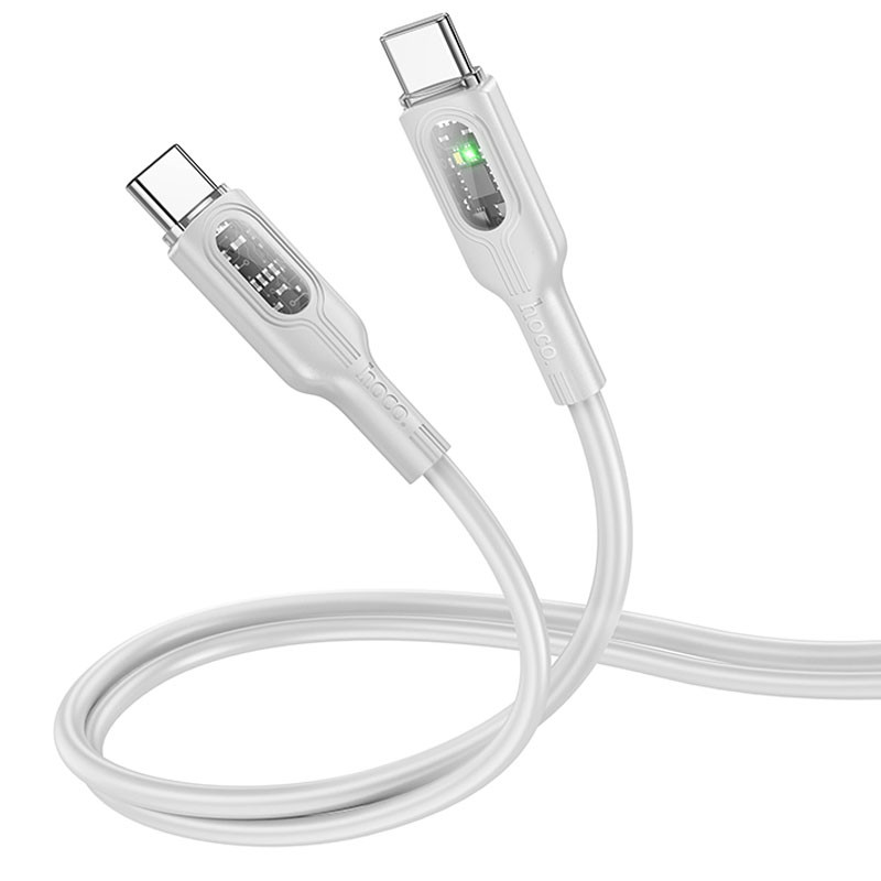 Дата кабель Hoco U120 Transparent explore intelligent power-off PD 60W Type-C to Type-C (1.2m) - Зображення 2