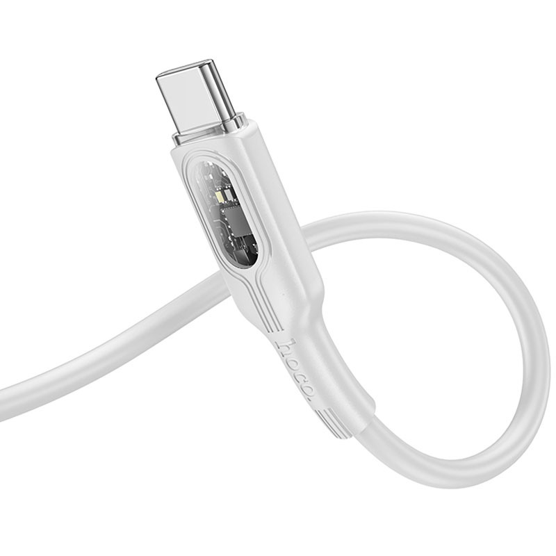 Дата кабель Hoco U120 Transparent explore intelligent power-off PD 60W Type-C to Type-C (1.2m) - Зображення 3