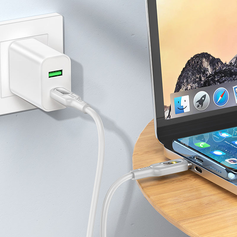 Дата кабель Hoco U120 Transparent explore intelligent power-off PD 60W Type-C to Type-C (1.2m) - Зображення 4