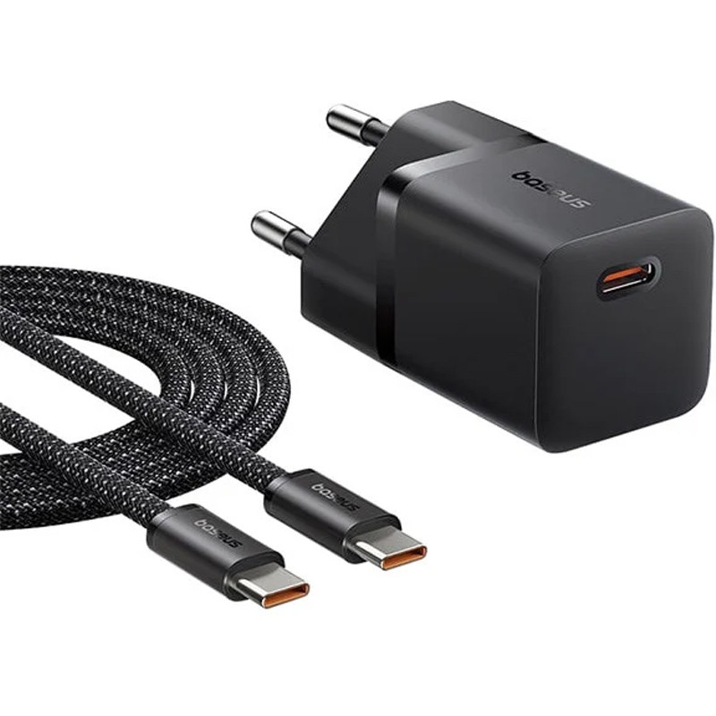 Мережевий зарядний пристрій Baseus GaN5 Fast Charger (mini) PD25W (1USB-C) + кабель Type-C to Type-C (P10110909113) - Зображення 2