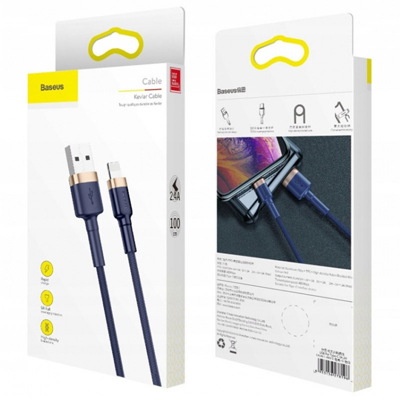 Дата кабель Baseus Cafule USB to Lightning 2.4A (1m) (CALKLF-B) - Зображення 4