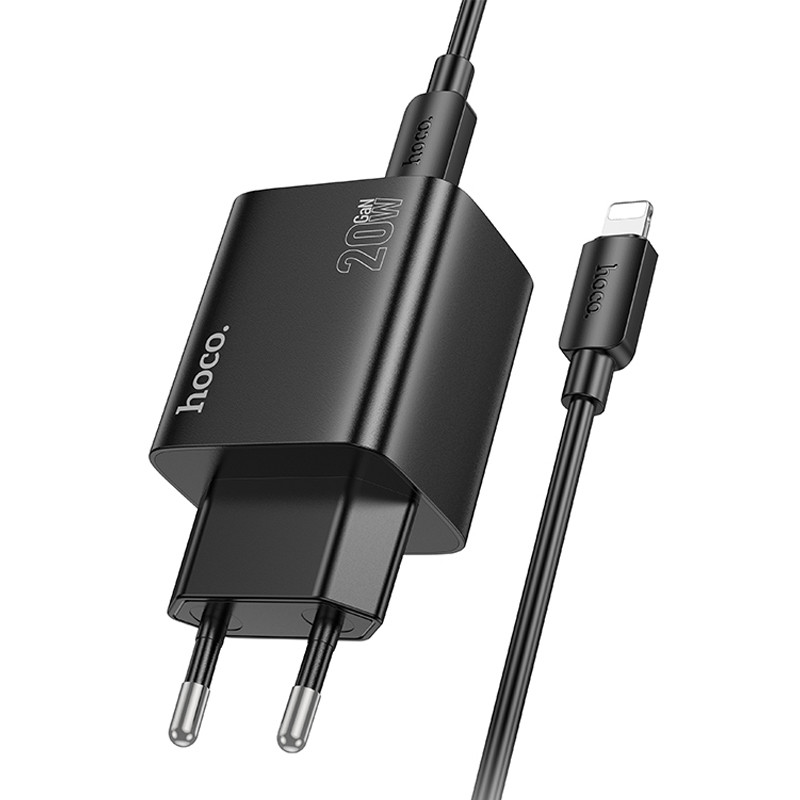 Мережевий зарядний пристрій Hoco N55 Fundador PD20W+QC3.0 (2USB-A/2C) + кабель Type-C to Lightning - Зображення 3