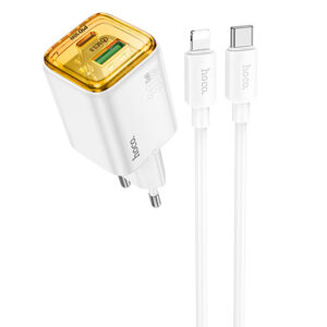 Мережевий зарядний пристрій Hoco N53 Monsoon PD30W+QC3.0 (1USB-A/1C) + кабель Type-C to Lightning