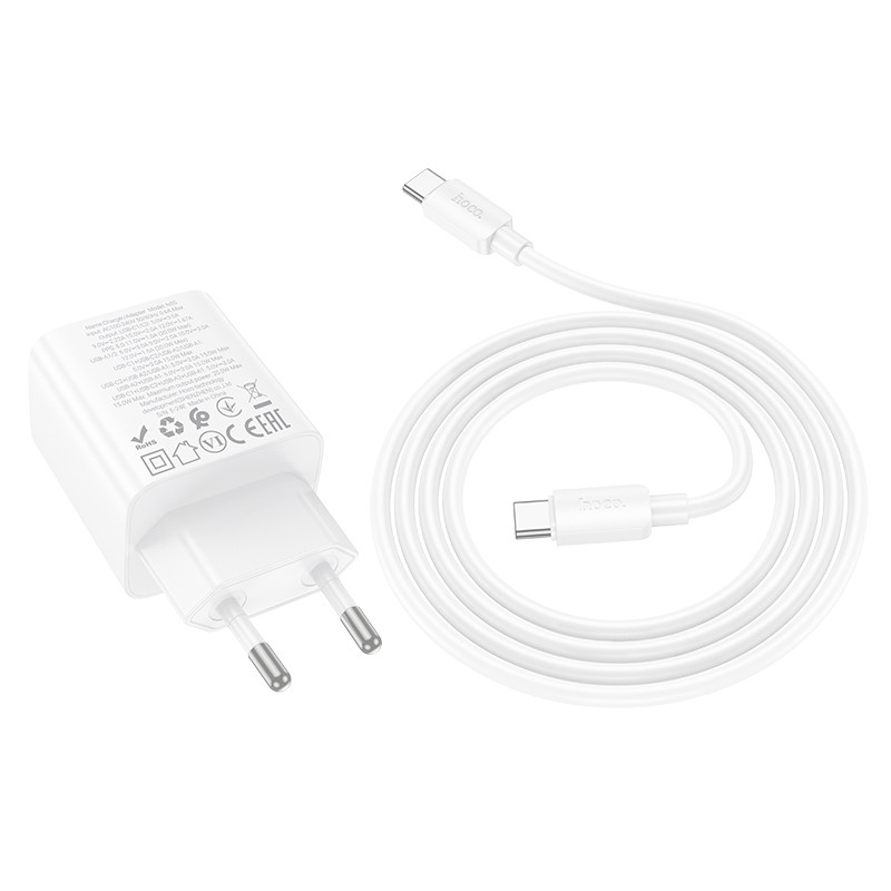 Мережевий зарядний пристрій Hoco N55 Fundador PD20W+QC3.0 (2USB-A/2C) + кабель Type-C to Type-C - Зображення 3