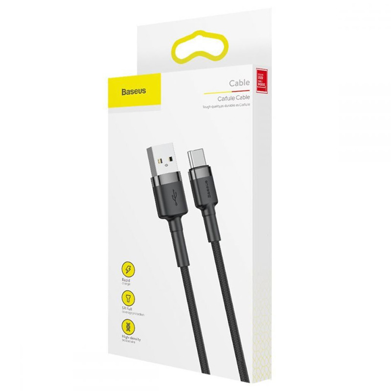 Дата кабель Baseus Cafule USB to Type-C Cable 3A (1m) (CATKLF-B) - Зображення 5