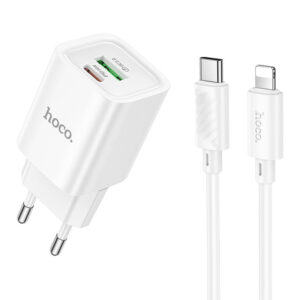 Мережевий зарядний пристрій Hoco C149A Charm PD30W+QC3.0 (1USB-A/1C) + кабель Type-C to Lightning