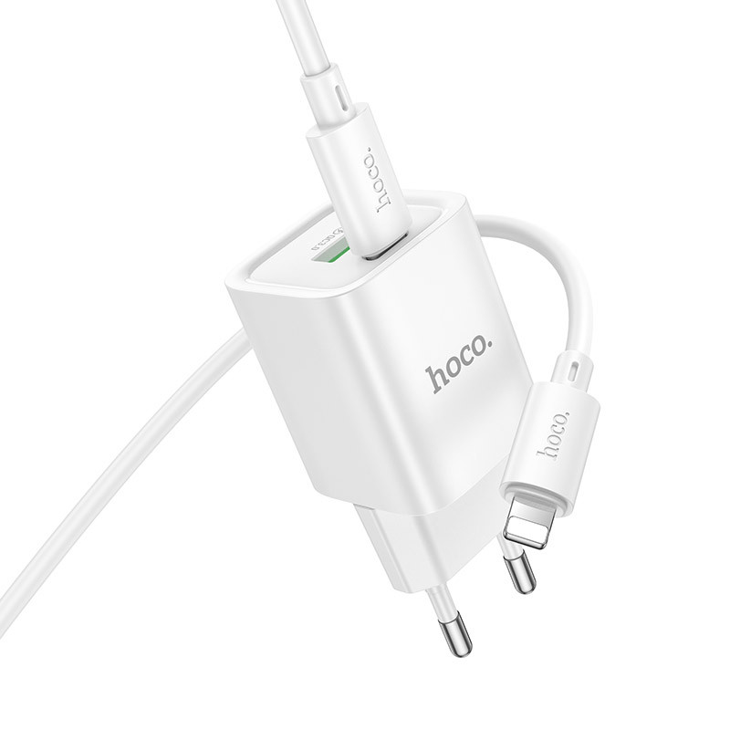 Мережевий зарядний пристрій Hoco C149A Charm PD30W+QC3.0 (1USB-A/1C) + кабель Type-C to Lightning - Зображення 4