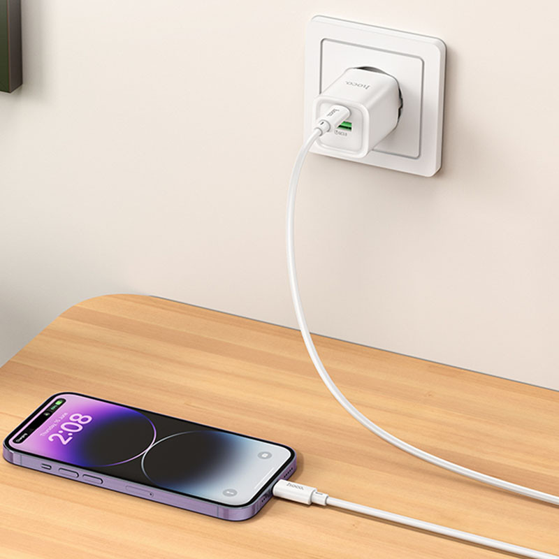 Мережевий зарядний пристрій Hoco C149A Charm PD30W+QC3.0 (1USB-A/1C) + кабель Type-C to Lightning - Зображення 5