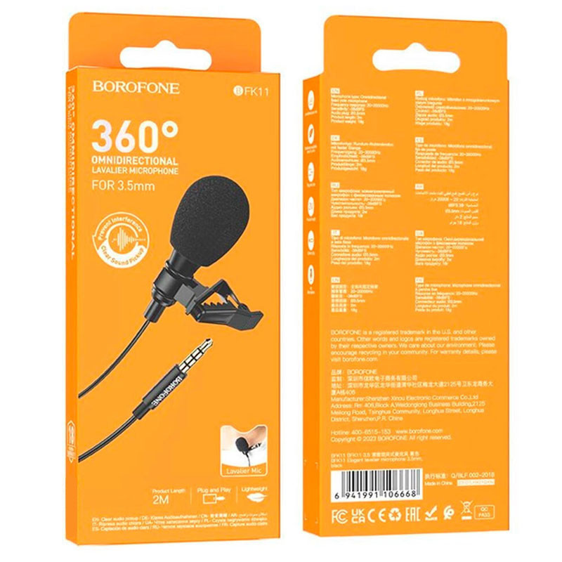 Мікрофон петличний Borofone BFK11 Elegant lavalier 3.5mm (2m) - Зображення 6