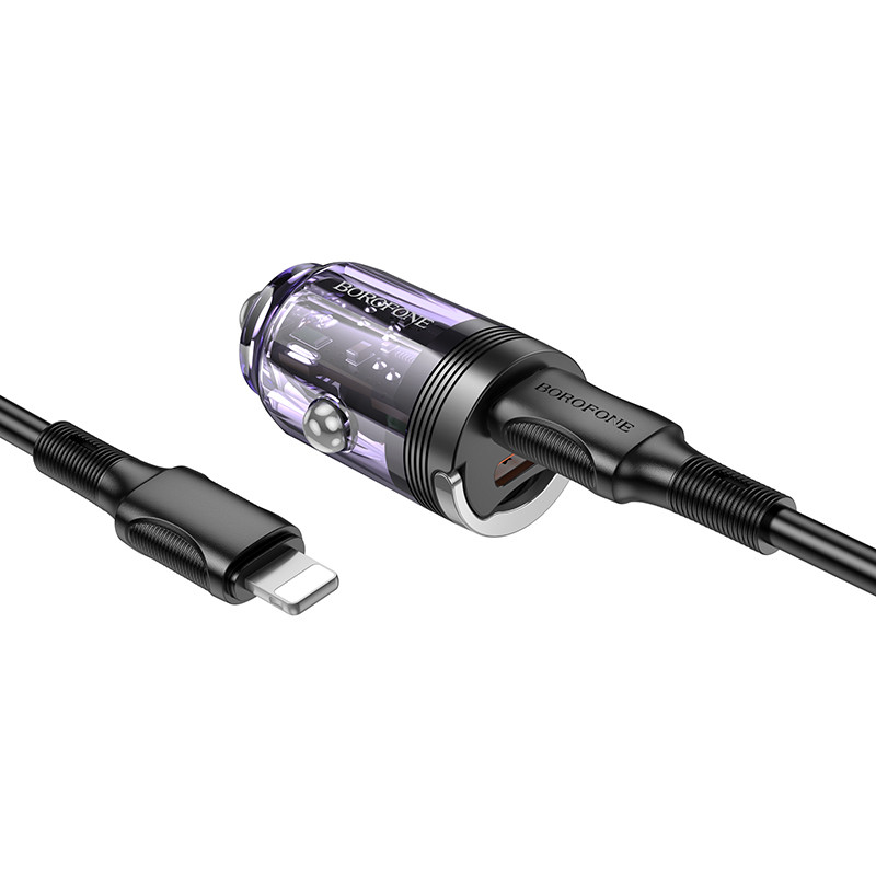 Автомобільний зарядний пристрій Borofone BZ29B Outstanding PD36W (2USB-C) + кабель Type-C to Lightning - Зображення 2