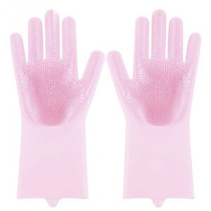 Силіконові рукавички Magic Silicone Gloves Pink для прибирання, чистки, миття посуду, колір рожевий