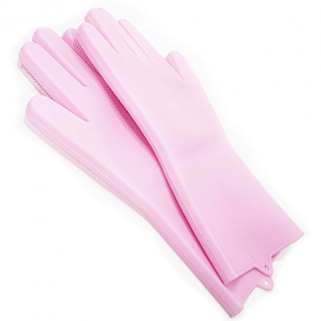 Силіконові рукавички Magic Silicone Gloves Pink для прибирання, чистки, миття посуду, колір рожевий - Зображення 3