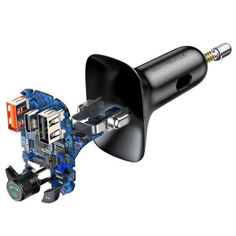 Автомобільний зарядний пристрій FM модулятор Baseus S-13 36W (2USB-A/1C) (CCMT000101) - Зображення 4