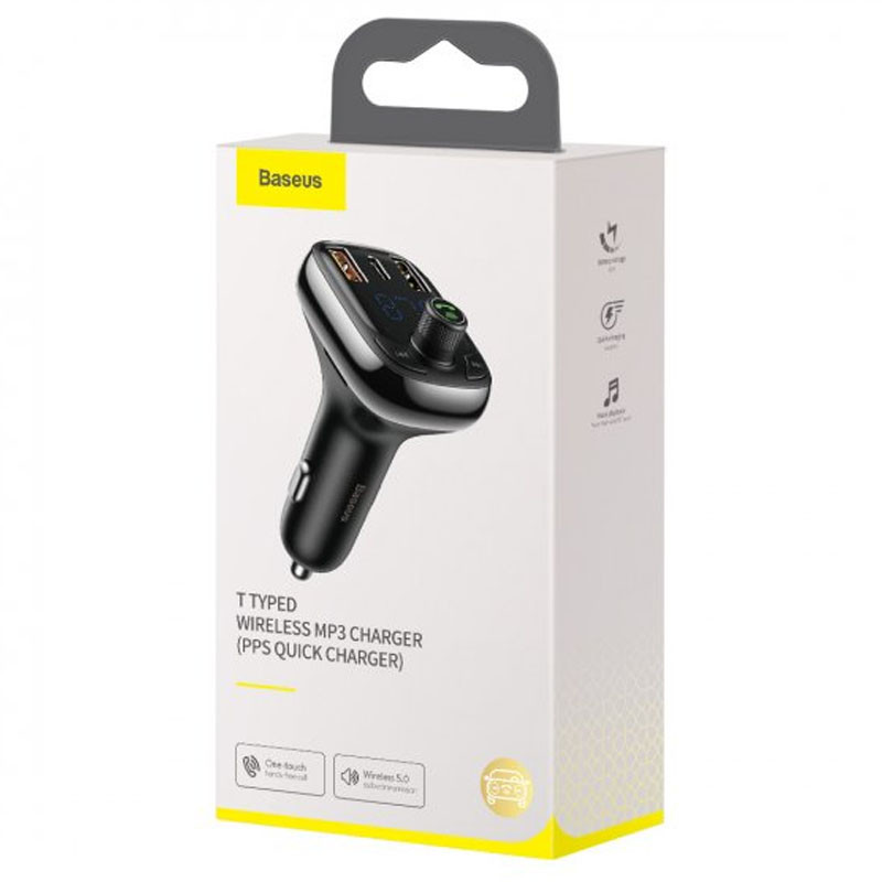 Автомобільний зарядний пристрій FM модулятор Baseus S-13 36W (2USB-A/1C) (CCMT000101) - Зображення 5