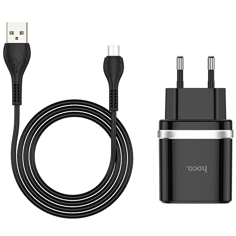 Мережевий зарядний пристрій Hoco C12Q Smart QC3.0 18W (1USB-A) + кабель USB to MicroUSB - Зображення 2