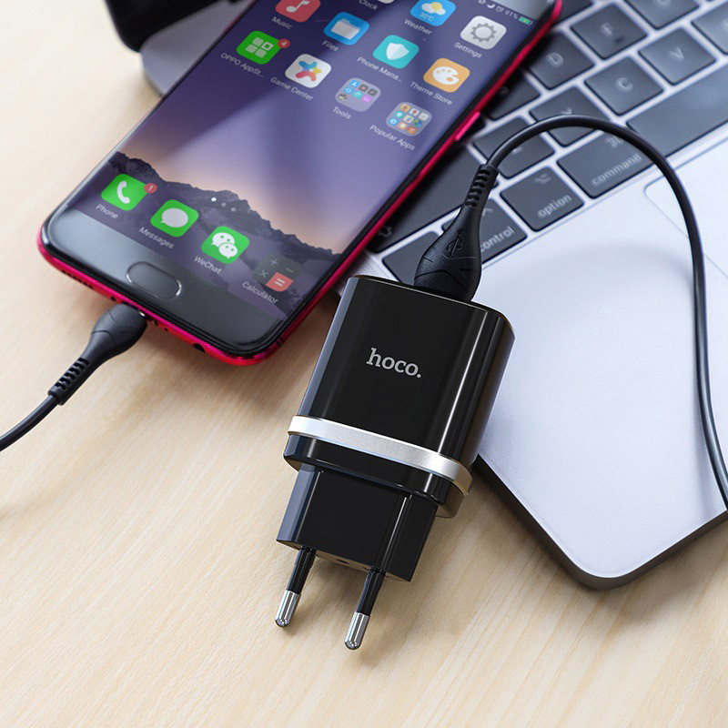 Мережевий зарядний пристрій Hoco C12Q Smart QC3.0 18W (1USB-A) + кабель USB to MicroUSB - Зображення 4