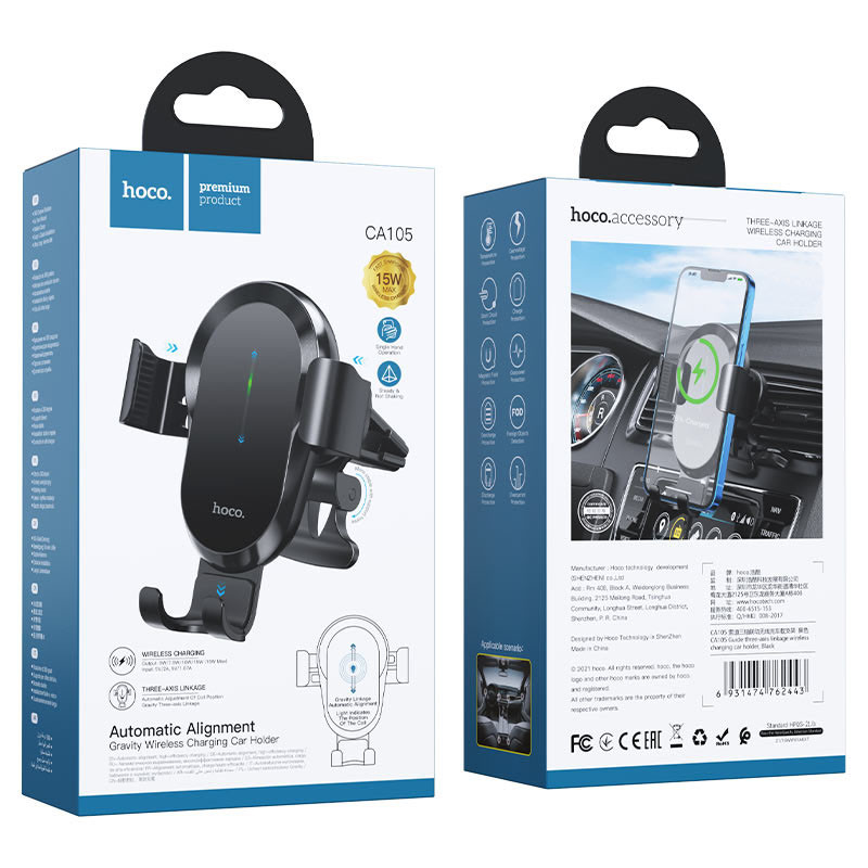 Автотримач з БЗП Hoco CA105 15W - Зображення 6