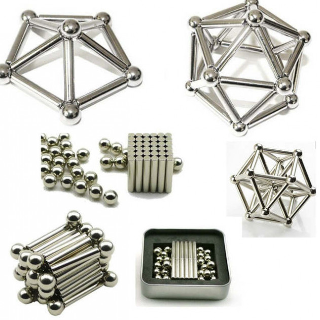 Магнитный конструктор Buckyballs n Buckybars, 64 детали, магнитная игрушка неокуб, магнитный конструктор - Зображення 2