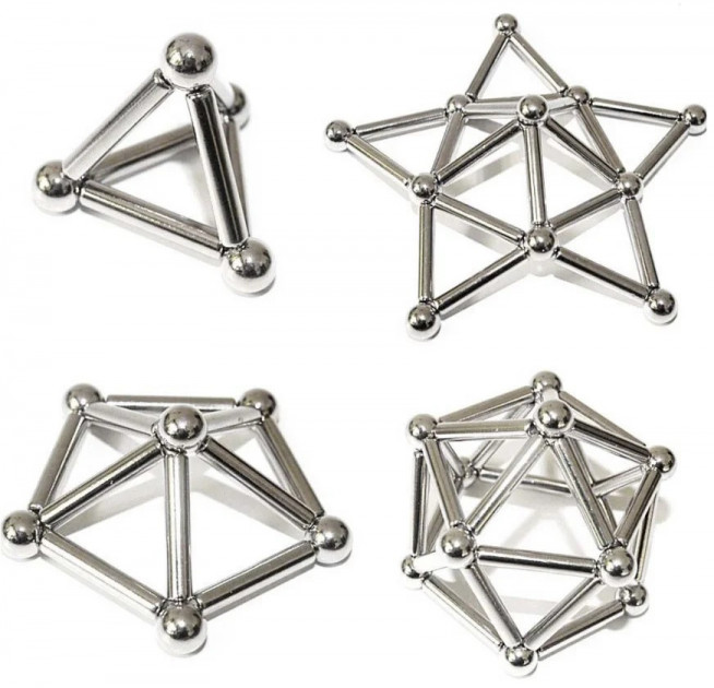 Магнитный конструктор Buckyballs n Buckybars, 64 детали, магнитная игрушка неокуб, магнитный конструктор - Зображення 3