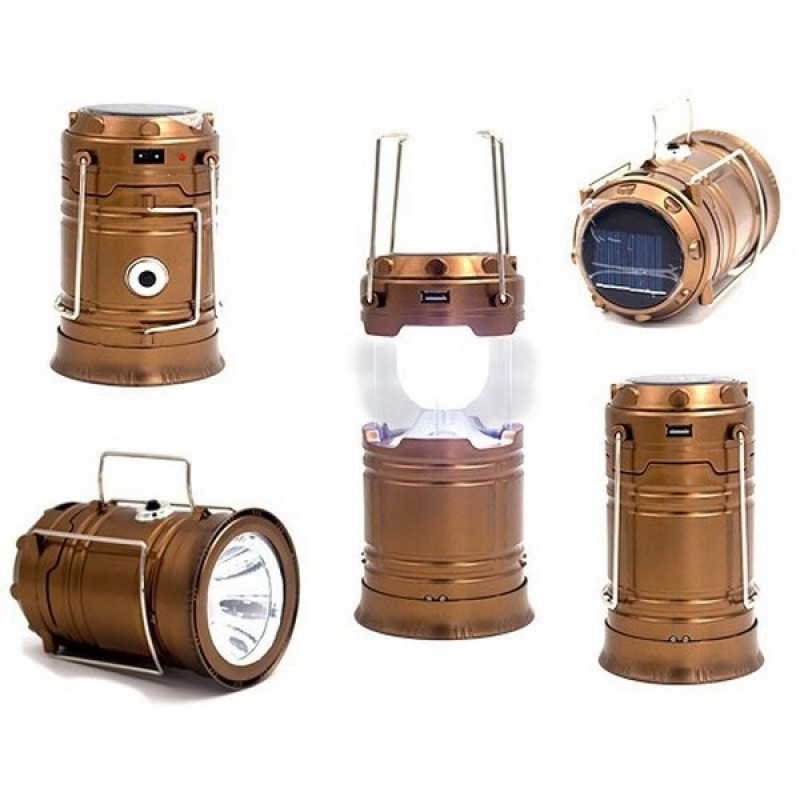 Туристична лампа на сонячній батареї CAMPING MH-5800T з 6+1 LED-світлодіодами коричневого кольору