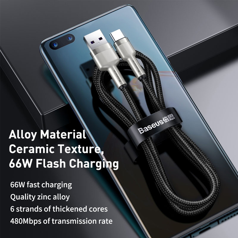 Дата кабель Baseus Cafule Metal USB to Type-C 66W (1m) (CAKF00010) - Зображення 5
