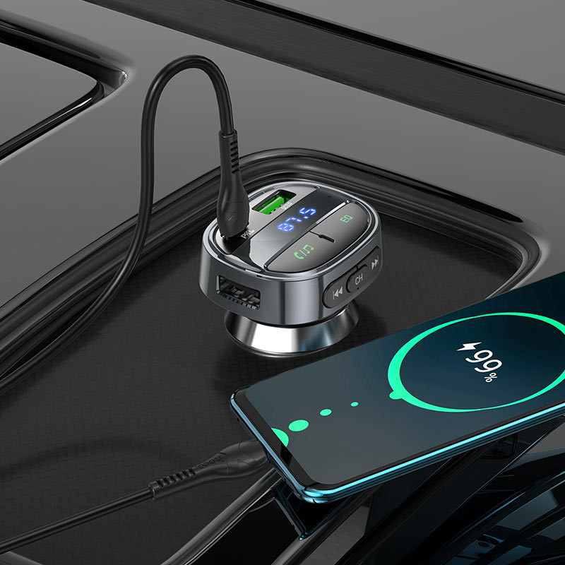 Автомобільний зарядний пристрій FM модулятор Hoco E70 PD30W+QC3.0 (1USB-A/1C) - Зображення 4