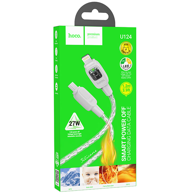 Дата кабель Hoco U124 Stone silicone power-off Type-C to Lightning (1.2m) - Зображення 6