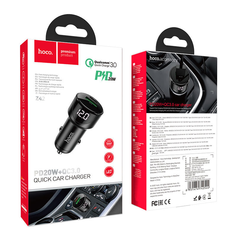 Автомобільний зарядний пристрій Hoco Z42 PD 20W + QC3.0 (1USB/3A) - Зображення 5