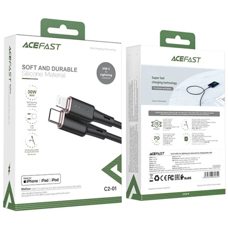 Дата кабель Acefast C2-01 Type-C to Lightning 30W (1.2m) - Зображення 6
