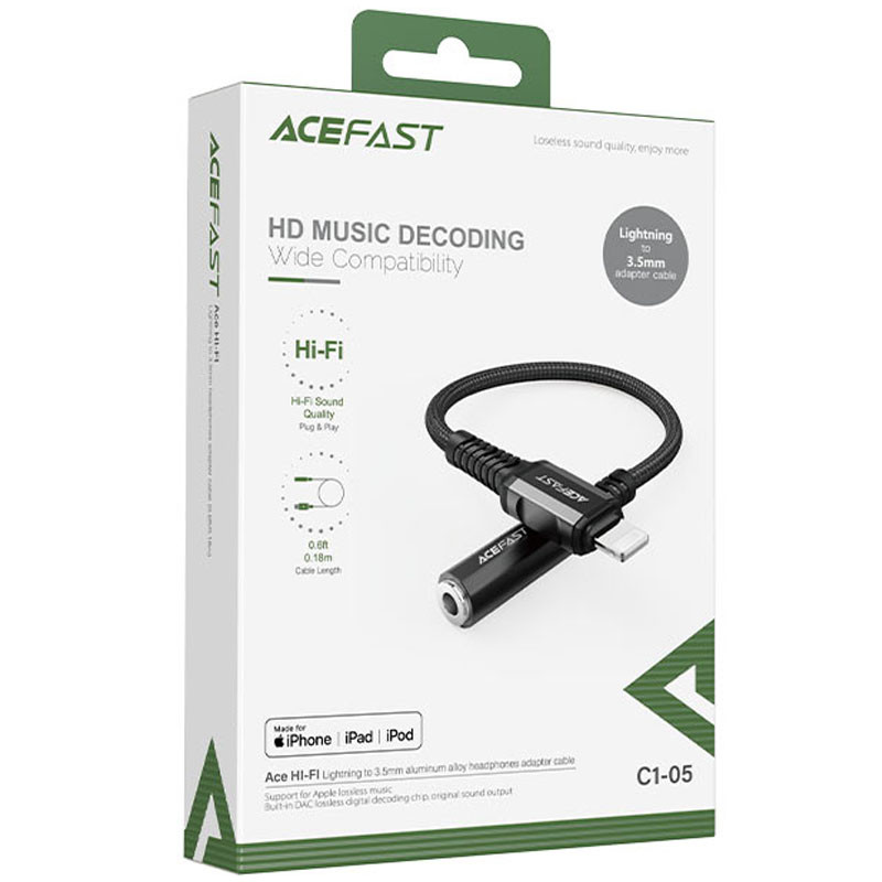 Перехідник Acefast MFI C1-05 Lightning to 3.5mm aluminum alloy - Зображення 4