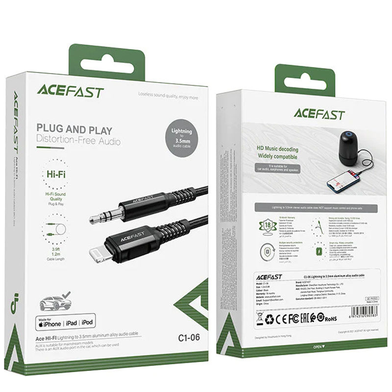 Аудіо кабель Aux Acefast C1-06 (Lightning to AUX 3.5mm) (1m) - Зображення 6