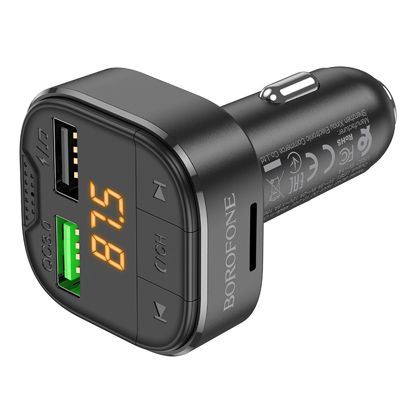 Автомобільний зарядний пристрій FM модулятор Borofone BC43 Flash 18W+QC3.0 (2USB-A) - Зображення 5