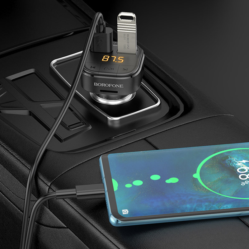 Автомобільний зарядний пристрій FM модулятор Borofone BC43 Flash 18W+QC3.0 (2USB-A) - Зображення 7