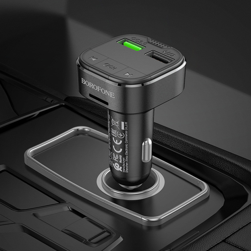 Автомобільний зарядний пристрій FM модулятор Borofone BC43 Flash 18W+QC3.0 (2USB-A) - Зображення 8