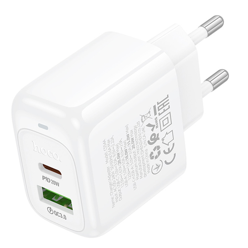 Мережевий зарядний пристрій Hoco CS54A Surplus PD20W+QC3.0 (1USB-A/1C) - Зображення 2