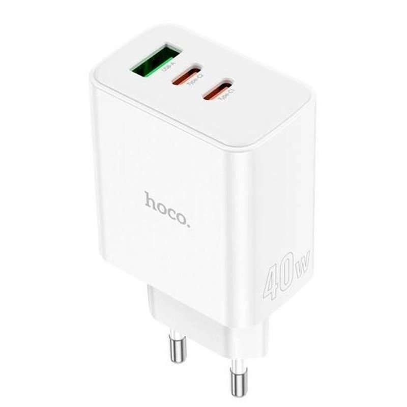 Мережевий зарядний пристрій Hoco C126A PD40W+QC3.0 (1USB/2Type-C)
