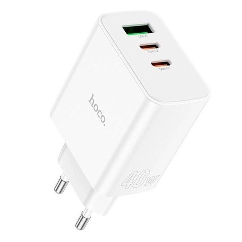 Мережевий зарядний пристрій Hoco C126A PD40W+QC3.0 (1USB/2Type-C) - Зображення 2