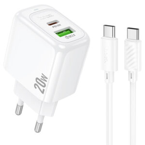 Мережевий зарядний пристрій Hoco CS54A Surplus PD20W+QC3.0 (1USB-A/1C) + кабель Type-C to Type-C