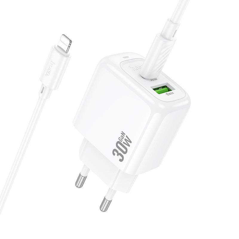 Мережевий зарядний пристрій Hoco CS55A Surplus PD30W+QC3.0 (1USB-A/1C) + кабель Type-C to Lightning - Зображення 6