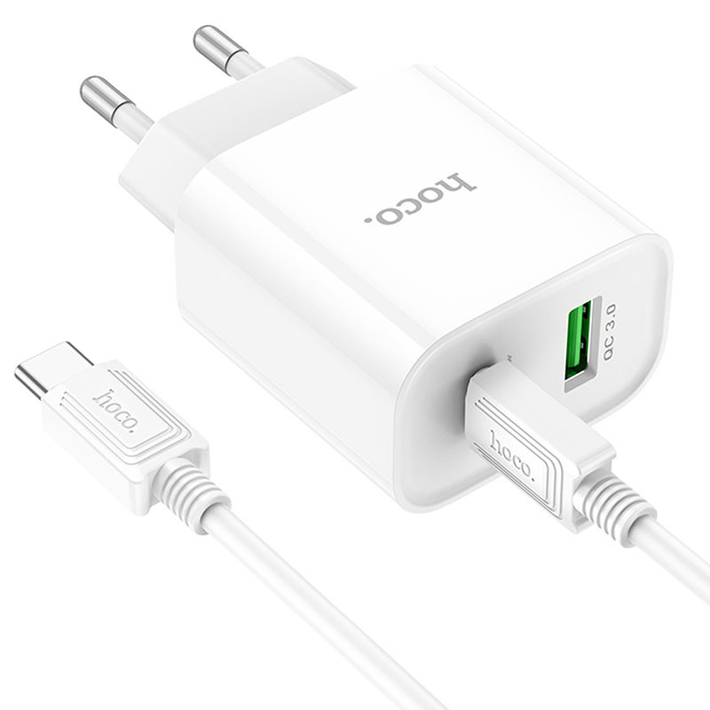 Мережевий зарядний пристрій Hoco C80A Plus Rapido PD20W+QC3.0 (1USB-A/1C) + кабель Type-C to Type-C - Зображення 3