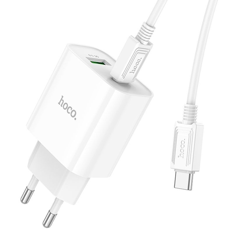Мережевий зарядний пристрій Hoco C80A Plus Rapido PD20W+QC3.0 (1USB-A/1C) + кабель Type-C to Type-C - Зображення 4