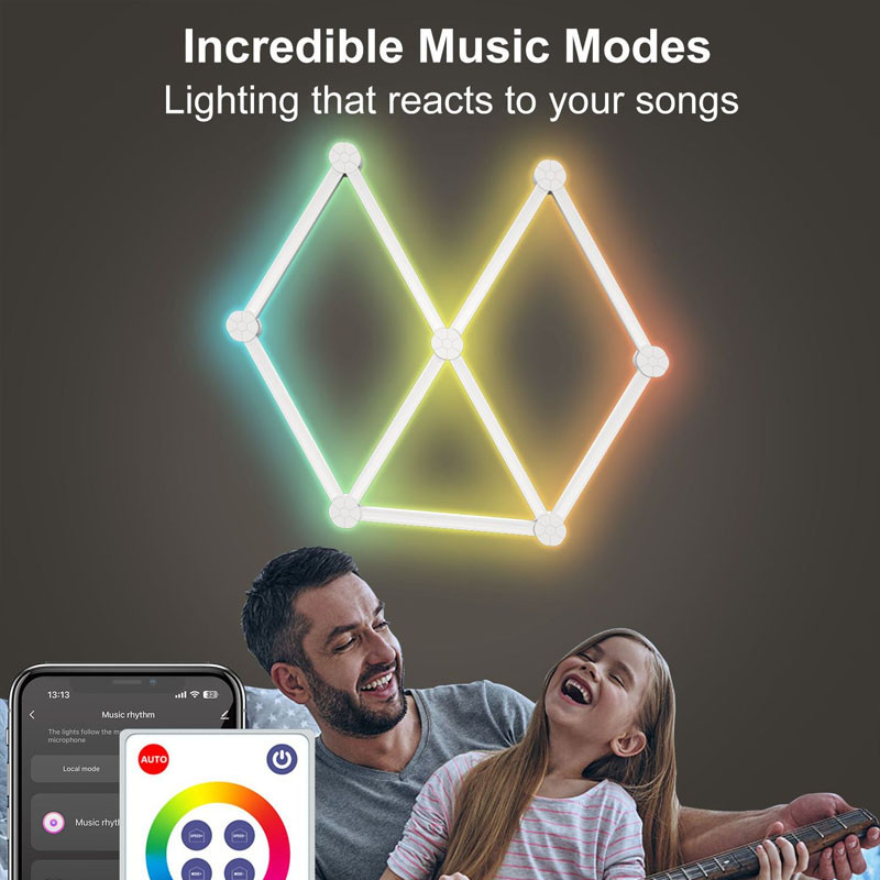 Модульный настінний світильник LED RGB 5V SAL-014B 9pcs Bluetooth USB with app - Зображення 3