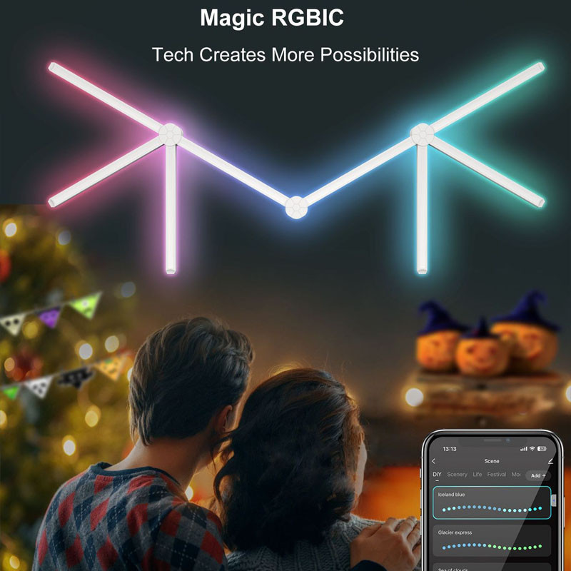 Модульный настінний світильник LED RGB 5V SAL-014B 9pcs Bluetooth USB with app - Зображення 4
