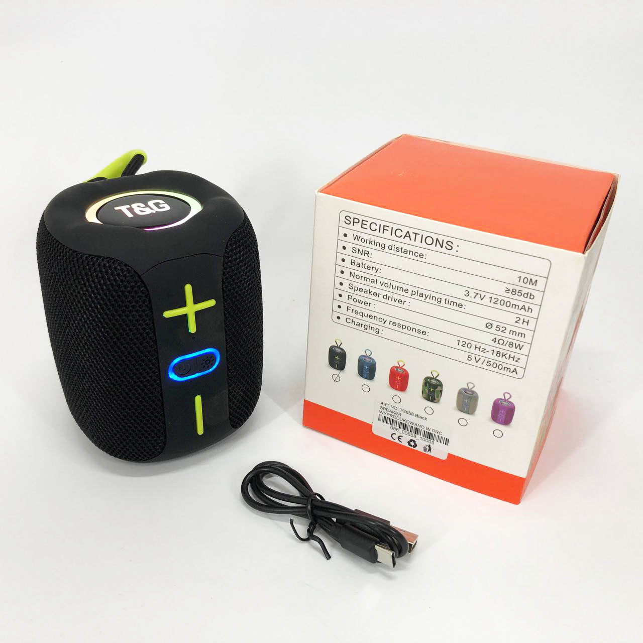 Портативна Bluetooth колонка TG658 8 Вт з RGB підсвічуванням чорного кольору - Зображення 2
