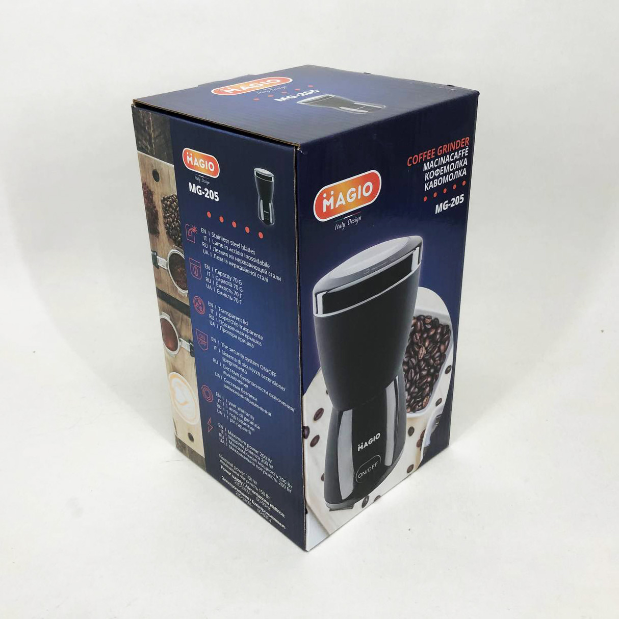 Кофемолка MAGIO MG-205 200 Вт, Кофемолка бытовая электрическая, Портативная кофемолка, Измельчитель кофе - Зображення 16