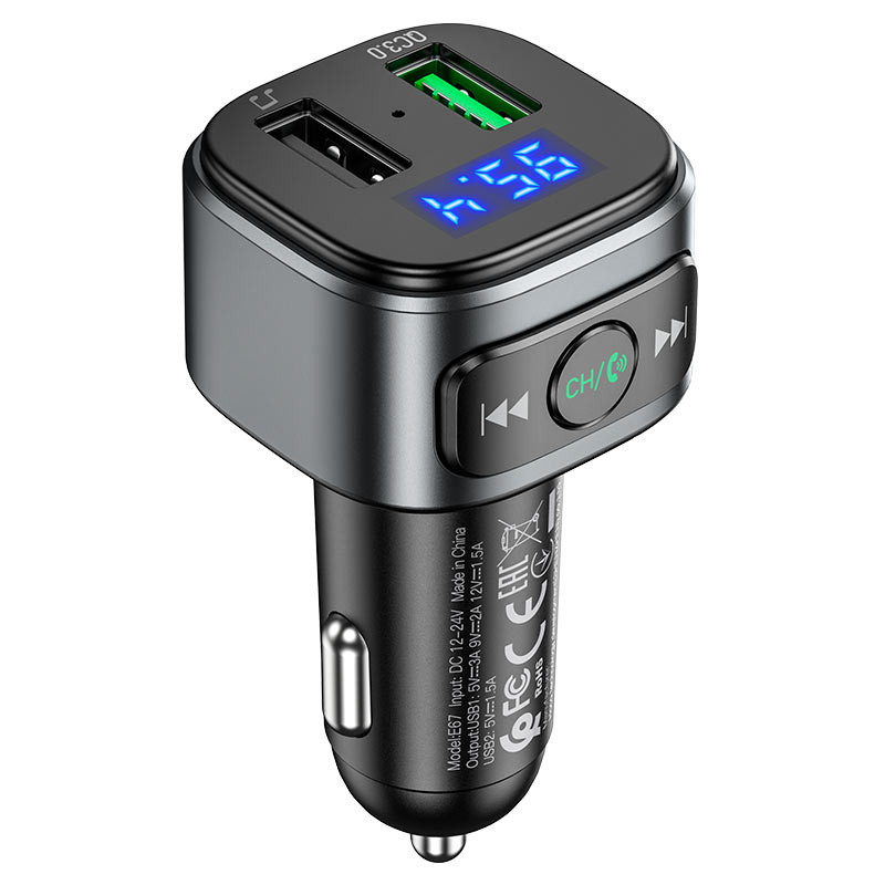 Автомобільний зарядний пристрій FM модулятор Hoco E67 QC3.0 (2USB-A) - Зображення 2