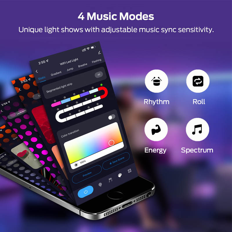 Уцінка Модульный настінний світильник LED RGB 5V соты SAL-011B 6pcs Bluetooth USB with app - Зображення 4