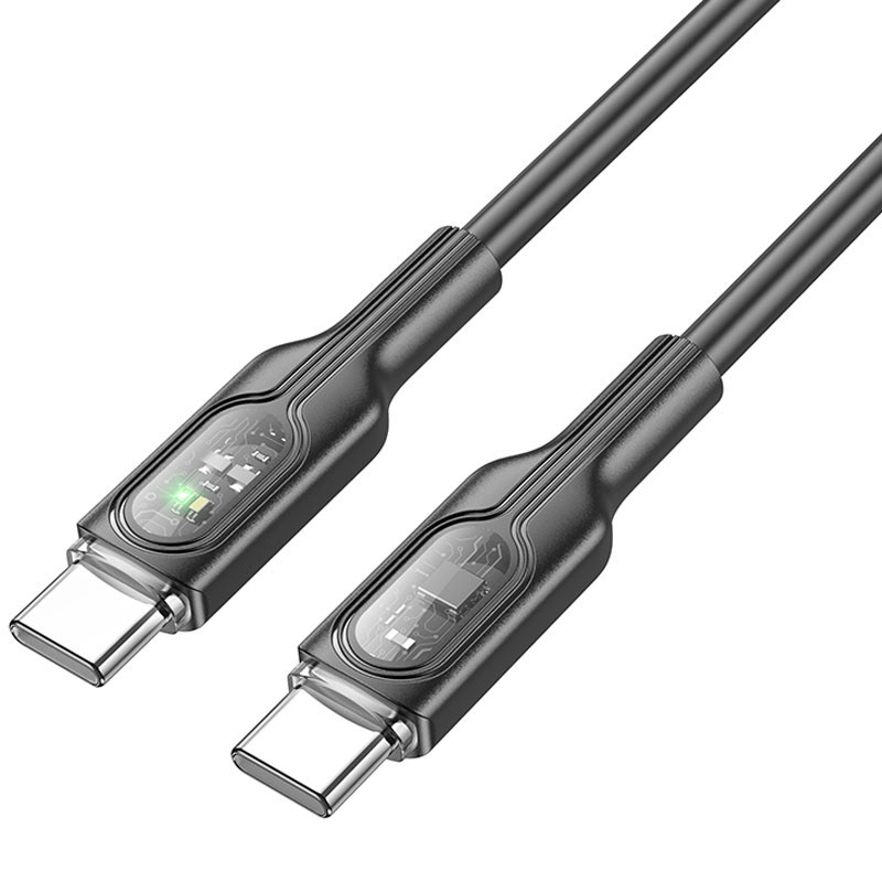 Дата кабель Hoco U120 Transparent explore intelligent power-off PD 60W Type-C to Type-C (1.2m) - Зображення 3