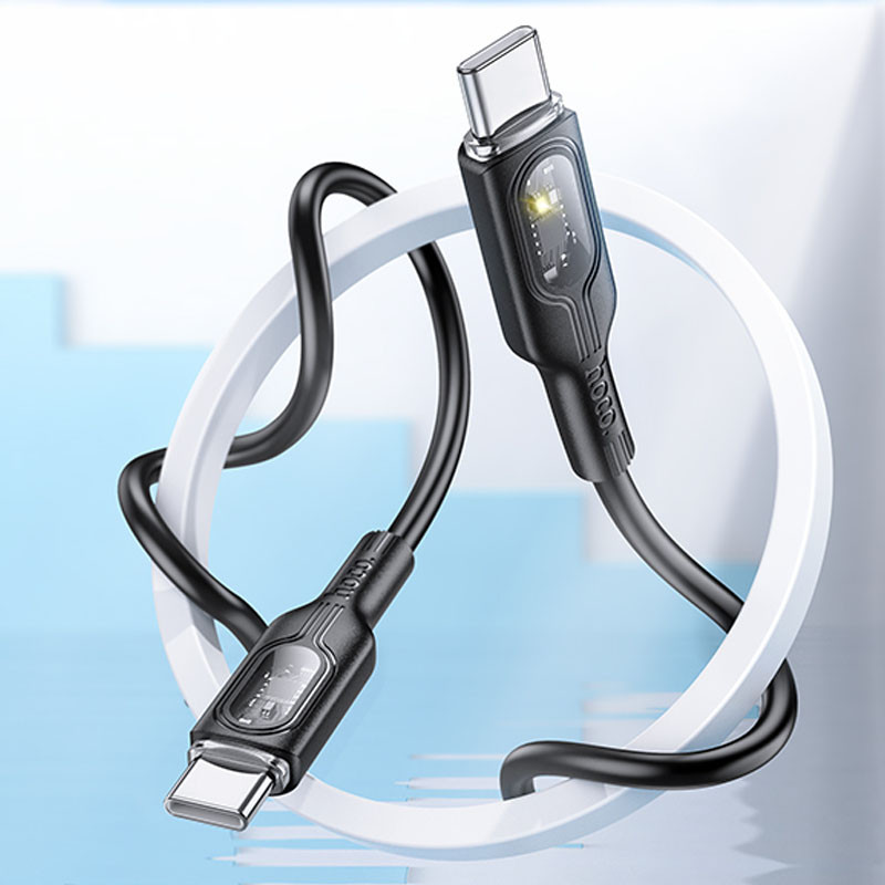 Дата кабель Hoco U120 Transparent explore intelligent power-off PD 60W Type-C to Type-C (1.2m) - Зображення 5